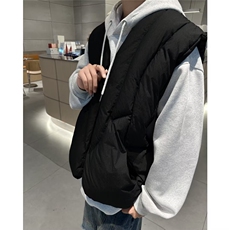 ZA9892-P68美式复古解构短款棉衣男冬潮牌外穿马甲背心棉服外套，男装背心/马甲，电商C233