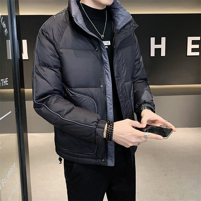 潮牌羽绒服男2024新款男装短款加厚帅气外套冬季轻薄保暖连帽上衣,男装羽绒服,钱塘6003（原4033）