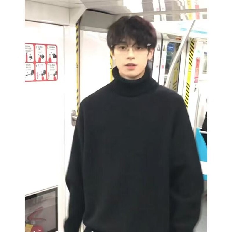 冬季男高领毛衣慵懒风加厚宽松帅气针织衫毛衣1001-1-6064-P43,男装针织衫/毛衣,星座1001-1