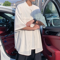 C3063/P35夏季新款男士短袖衬衣宽松冰丝垂感衬衫男大码潮流上衣，男装衬衫，电商A141