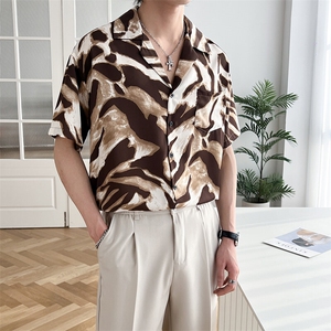 B353 CS367 P55 M-3XL 聚酯纤维100 夏新款2025冰丝衬衫直播款咖图片