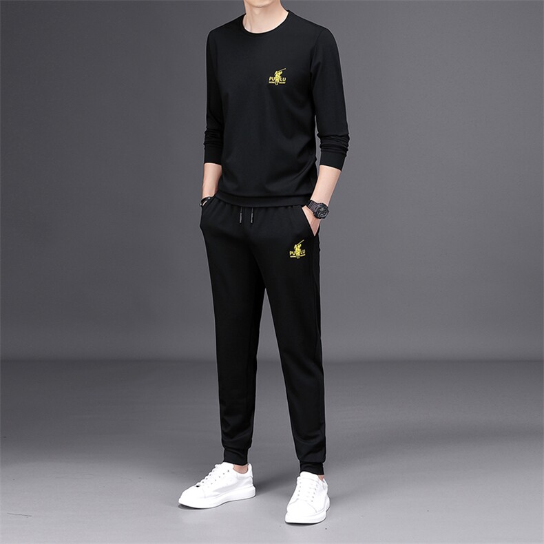男士卫衣套装秋冬季中青年商务休闲打底衫厚款保暖男装潮流两件套,男装休闲套装,电商B212（原钱塘6029）