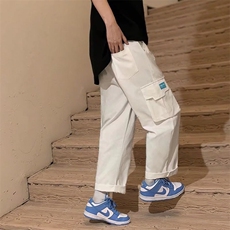 多口袋白色工装裤男潮牌ins港风休闲九分裤子高街机能抽绳阔腿裤，男装工装外套，星座1210-1