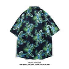 白底平铺短袖衬衫男港风潮流C1114P26，男装衬衫，星座1116-2
