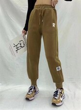 冬季新款加厚婴儿绒字母刺绣贴标宽松休闲卫裤，女装休闲裤，AT(2F)