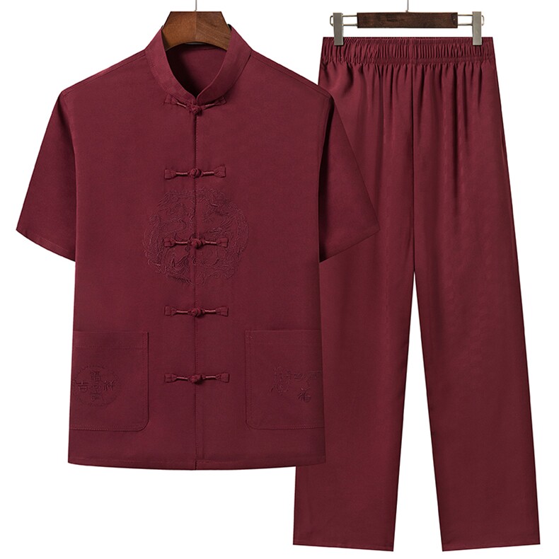 风唐装男中式汉服短袖外套中老年人夏季薄款套装SFT9791-P95图片