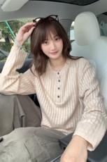竖条纹老钱风纹理感亨利领美式大码长袖T恤男T24529-特P33控65，男装T恤，电商A001