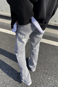现货春款微喇复古弹力牛仔裤715-6-BK01P50（S-5XL）图片