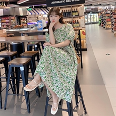 连衣裙女方领泡泡袖2024夏季新款甜美碎花裙子2024年夏季，女装连衣裙，梦懿尔