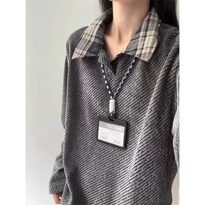 现货 美式加绒肌理感衬衫领加绒假两件卫衣男3345/P42图片