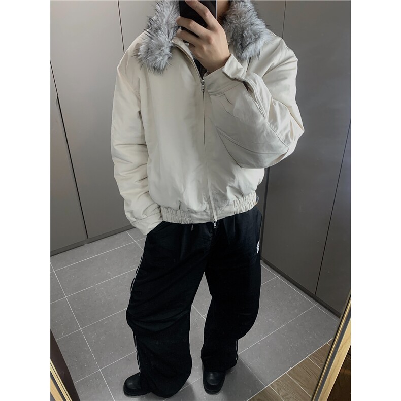 新款潮牌复古大毛领立领男女秋冬季宽松情侣百搭棉衣M8892-P100,男装棉衣,星座208-5