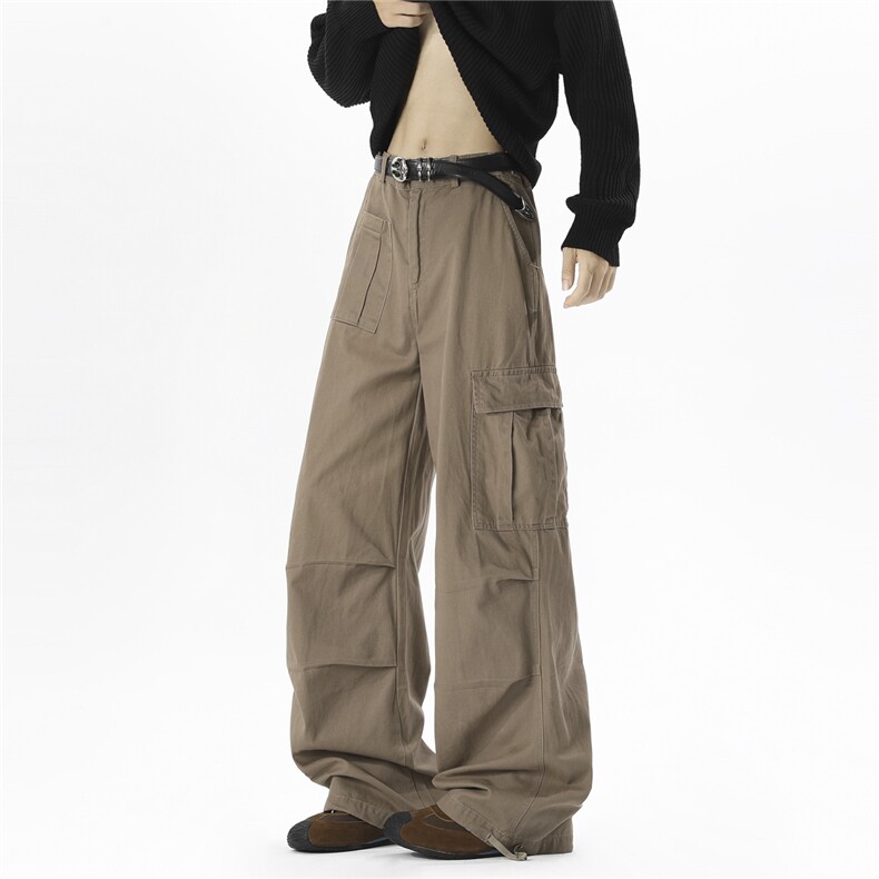 现货腰围可调节褶皱多口袋水洗工装裤P52控88，男装工装外套，电商D205