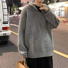 半拉链连帽毛衣男冬季韩版慵懒风针织衫oversize外套潮，男装针织衫/毛衣，星座1116A-1（原606A）