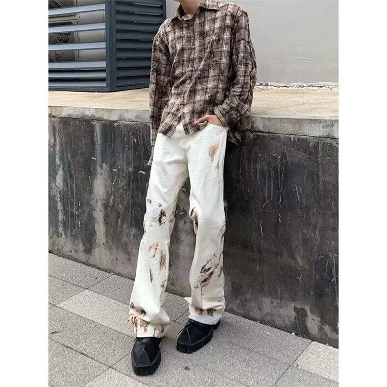 网络图现货宽松牛仔裤夏季拖地裤RA209-P75图片