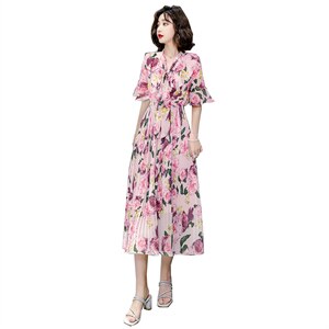专柜4390元 品牌折扣女装春夏新款桑蚕丝连衣裙 欧9140P图片