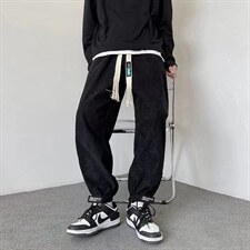 男春秋季灯芯绒条带束脚休闲裤K2634P35图片