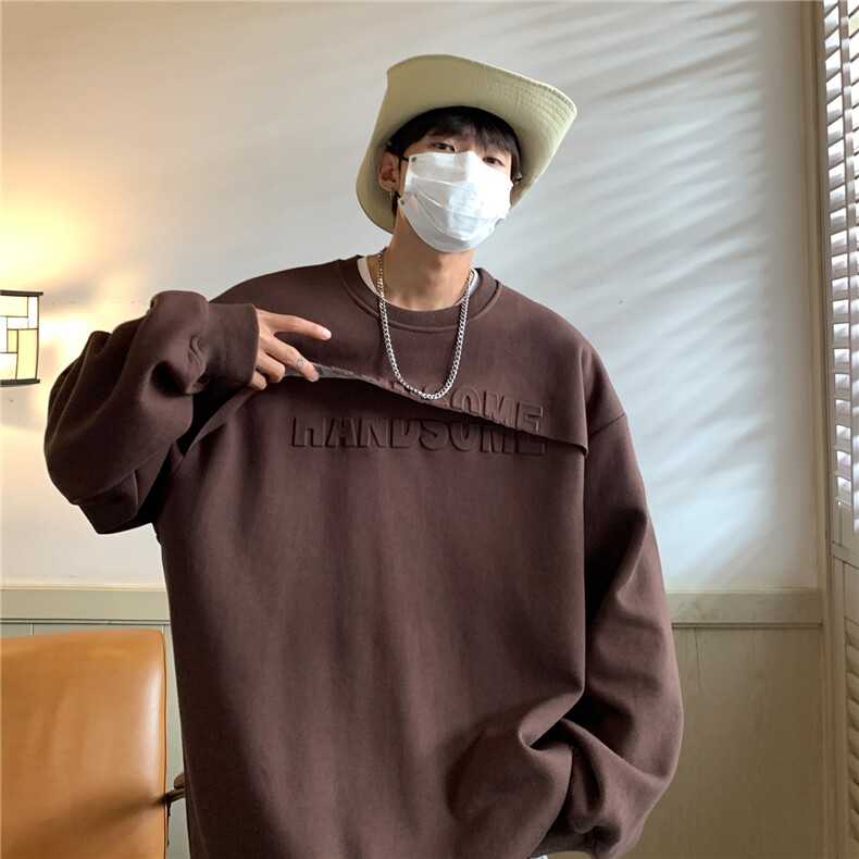 24现货秋装新品钢印情侣卫衣假两件外套宽松上衣H759P65男,男装卫衣,电商A341