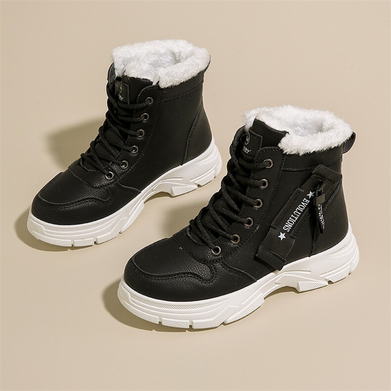 高帮棉鞋2024冬季新款厚底加绒马丁靴时尚百搭学生潮女鞋，女鞋马丁靴，电商A223