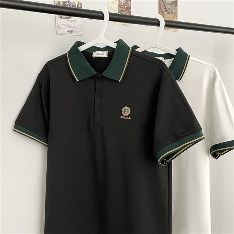 休闲痞帅短袖T恤男POLO衫潮牌拼接字母夏季新款体恤男PL0391-P32,男装Polo衫,星座308B-1