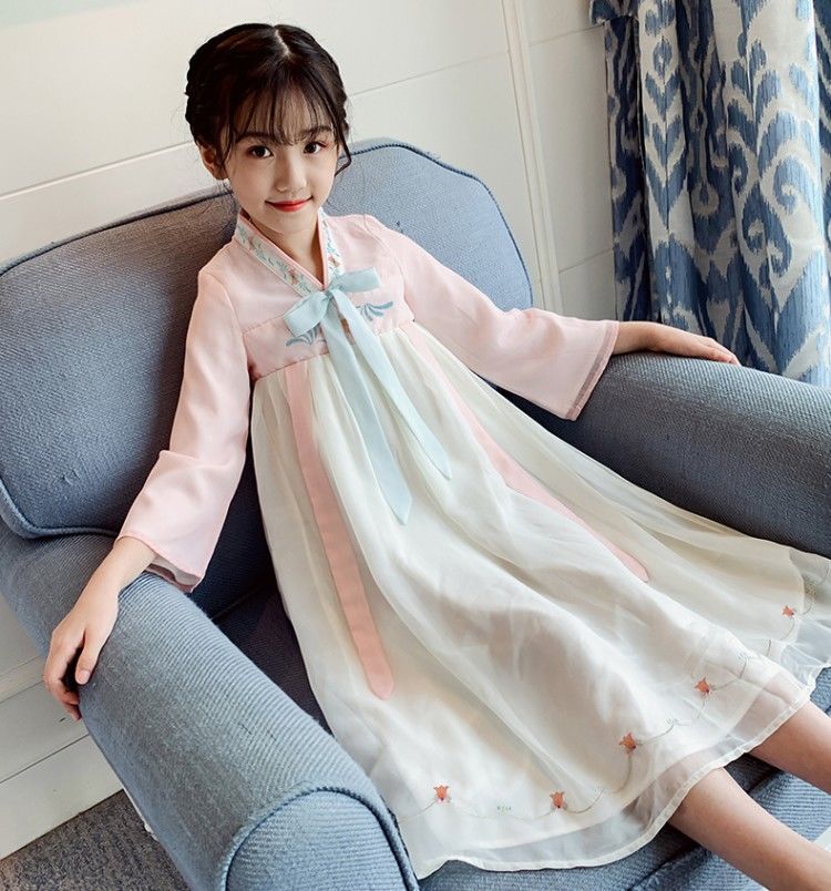 女童汉服2019秋装新款儿童古装齐胸襦裙唐装秋装中国风超仙连衣裙