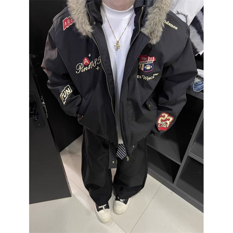 1506/QFY-1750/P99美式复古刺绣徽章座山雕棉衣,男装棉衣,星座1506