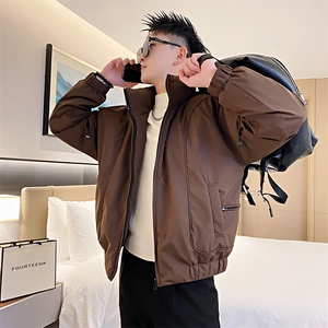 AY76/特P158控208冬季社会小伙高级设计师简约潮牌纯色棉服男咖首图片