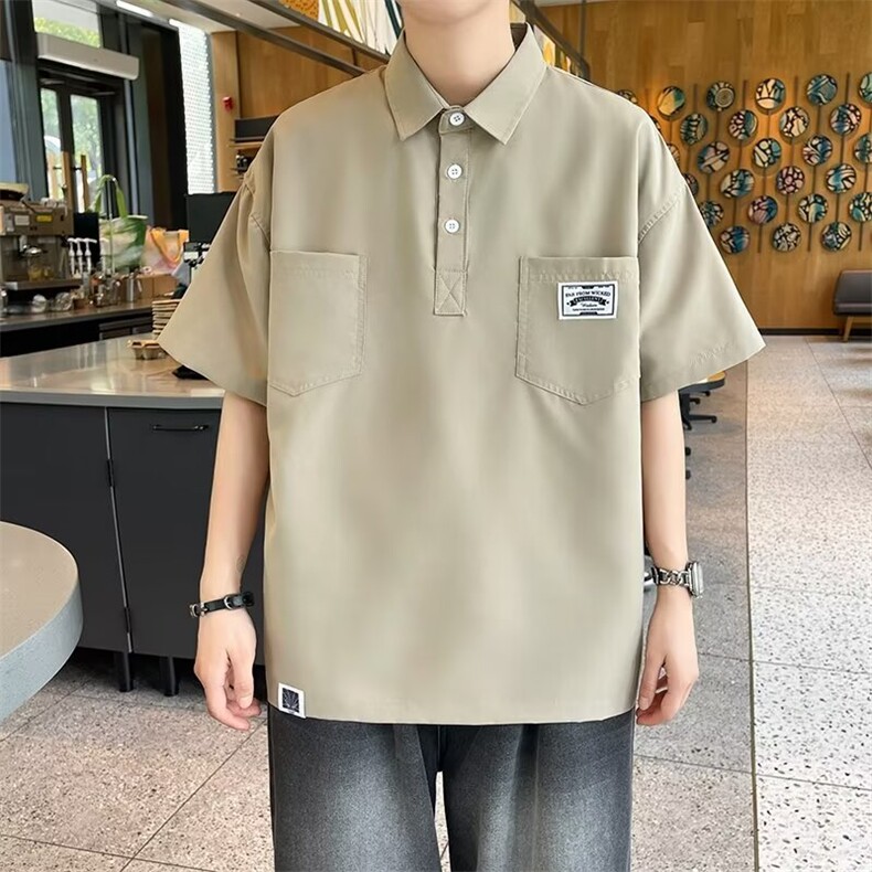 美式休闲短袖polo衫男夏季薄款潮牌工装衬衫T恤半袖上衣WB281-P32,男装T恤,星座412-2