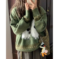 卡通毛绒圆领毛衣女早春慵懒风宽松休闲软糯超好看针织衫MH45，男装针织衫/毛衣，星座1116A（原606A-3）