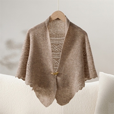 2025年秋季新款百搭女士七针单纱麦穗胸针披肩，披肩，名驰羊绒