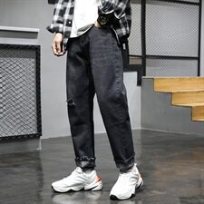 春季牛仔裤男宽松韩版男士破洞直筒老爹长裤子潮牌7101-P35，男装牛仔裤，电商A318
