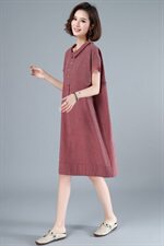 清仓捡漏专柜外贸剪标女文艺复古格子棉麻连衣裙宽松亚麻衬衫裙子，女装连衣裙，江忆布依