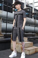 20夏季新款短袖套装冰丝休闲男潮流T恤短裤一套男装T706-p50，男装套装，星座1206（原A206）