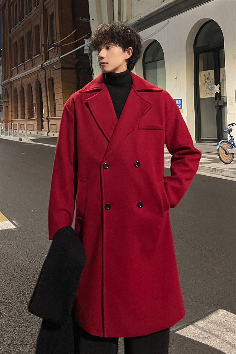 秋冬重磅新年毛呢大衣男潮百搭风衣外套宽松MN9571/P100加棉P110,男装风衣,电商B316