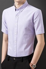 短袖衬衫男装纯棉衬衣男士商务休闲工装2023夏季新款免烫宽松上衣，男装衬衫，电商B212（原钱塘6029）