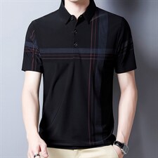 长袖2023年时尚上衣中年宽松潮流翻领百搭夏季T恤QPSF120，男装T恤，钱塘6003（原4033）