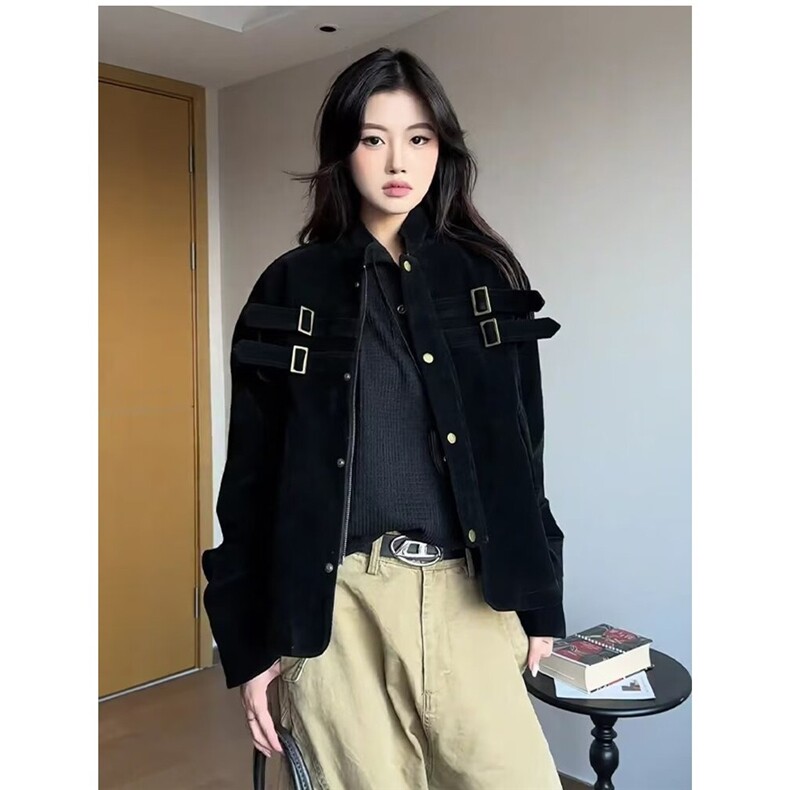 9233-P932025春秋情侣棒球服短款情侣外套男女棒球领情侣装,女装短外套,电商B323A