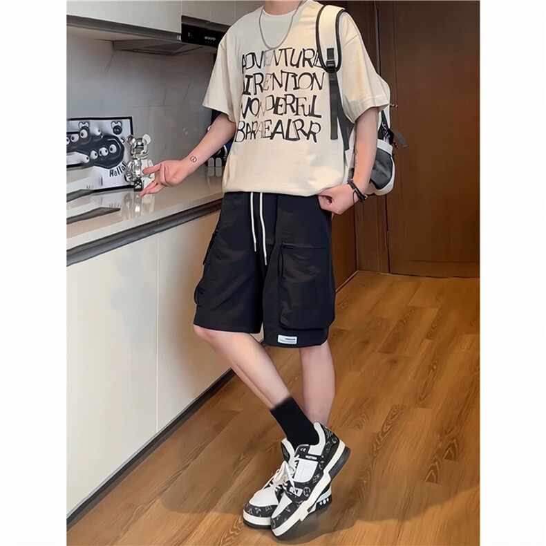 美式机能冲锋短裤男款夏季潮牌速干工装裤子大口袋休闲运动五分裤,男装牛仔裤,星座1210-1