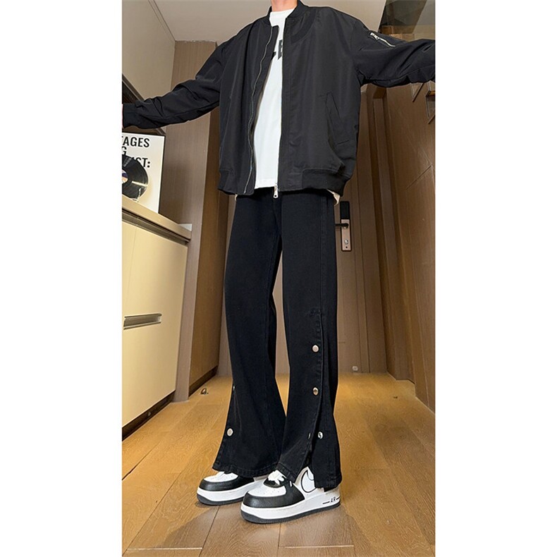 现货美式高街宽松直筒休闲排扣开衩牛仔裤男K5819-P55控78,男装牛仔裤,星座205