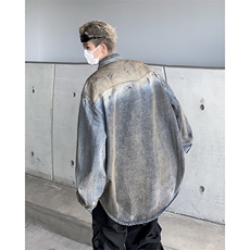 牛仔外套高级感痞帅男装做脏垫肩夹克复古水洗牛仔衣JK0985-P70，男装工装外套，星座308B-1