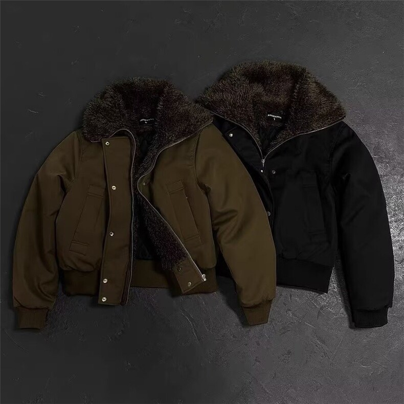 网图翻领毛领廓形夹棉外套加厚飞行员棉衣夹克棉服JM1080-P98,男装夹克,电商A025