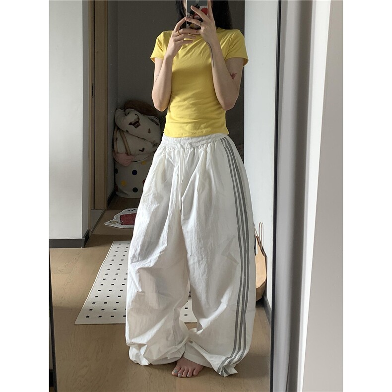 2025夏季新款美式工装裤女复古三条杠运动直筒夏季休闲爵士舞裤,女装休闲裤,星座1210-1