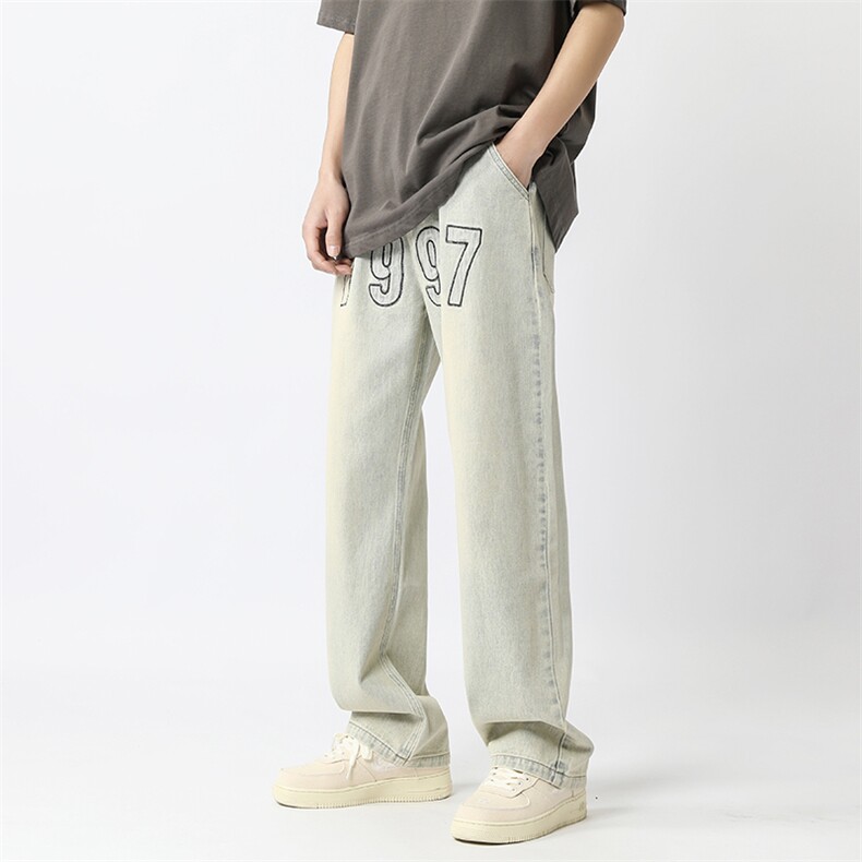 2024新款美式高街1997刺绣宽松牛仔裤男直筒313A-1-NZ030-P55控68图片