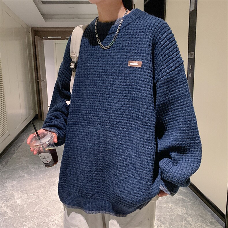 假两件毛衣男学院风套头宽松情侣针织衫秋冬打底线衣MY09128-P45图片