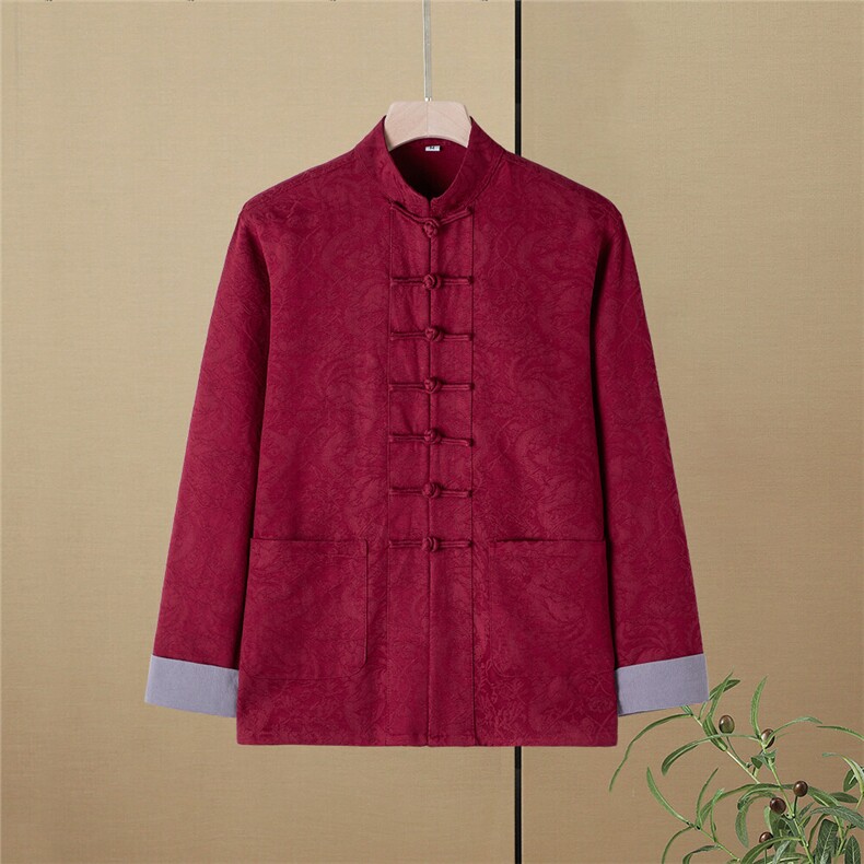 风春秋新款棉麻复古盘扣长袖提花花纹外套中式唐装CS19-P68,男装衬衫,星座217-5