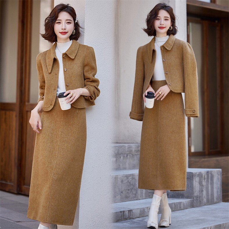 秋冬新款女韩系小香风两件套裙时尚小个子洋气气质设计高级感套装，女装套装/套裙，韩宇舍