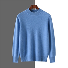 高品质羊绒半高领男士毛衣简约百搭秋冬保暖针织衫舒适柔软，男装羊绒套衫，隆格羊绒