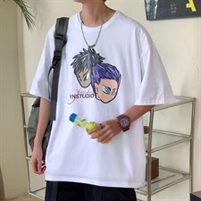 韩版ins设计感小众港味上衣2022宽松美式复古短袖t恤男T1140-P26，男装T恤，星座512-2