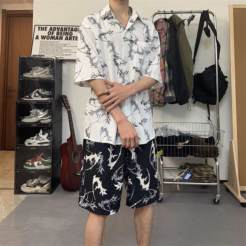 夏季美式复古休闲百搭套装男潮牌小众垂坠感宽松百搭TZ103-P43,男装休闲套装,电商A178