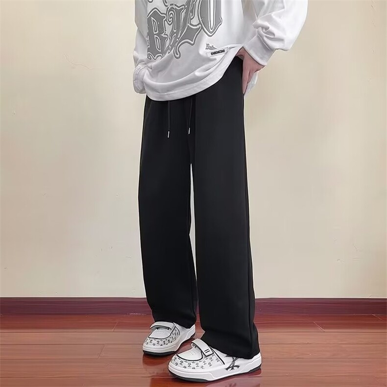 纯色大码卫裤男士春秋款休闲长裤子宽松潮牌运动裤垂感阔腿拖地裤,男装休闲裤,星座410-6（原星座1304-1）