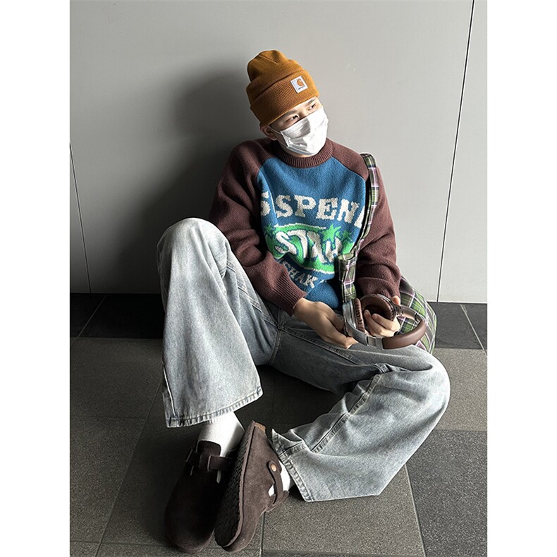 B221美式ins高街暗黑重工艺宽松直筒牛仔裤LK23125-P65控88,男装牛仔裤,电商B221